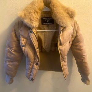 Palomares Fashions of Calif by George Palomares Gold Feather Puff Jacket